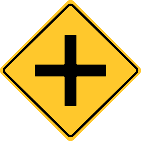 Yellow and Black Cross Road Symbol Traffic Sign Template